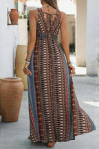 Chic V Neck Maxi Boho Dress