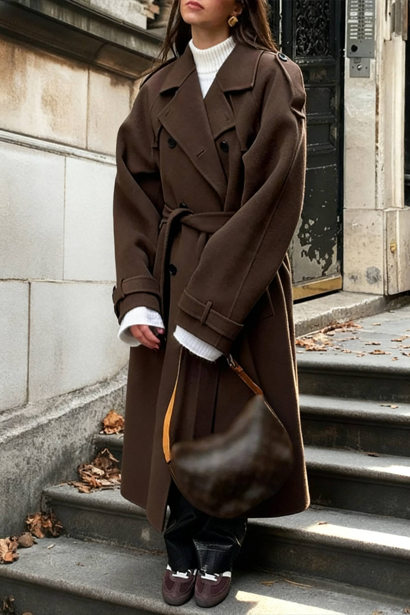 Casual Turn-Down Collar Double-Breasted Overcoat Main image