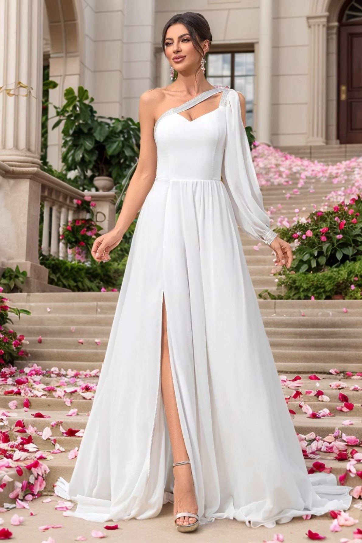 Asymmetric Gown Chiffon One Sleeve Prom Dress Main image