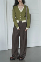 Layered Green Relaxed Cardigan