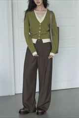 Layered Green Relaxed Cardigan
