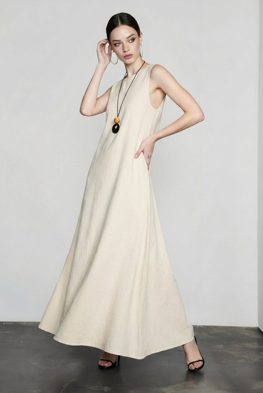 Pure Linen Tank Maxi Vacation Dress Secondary image