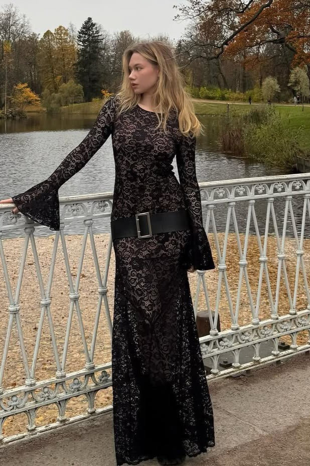 Bell Sleeve Backless Lace Dress Main image