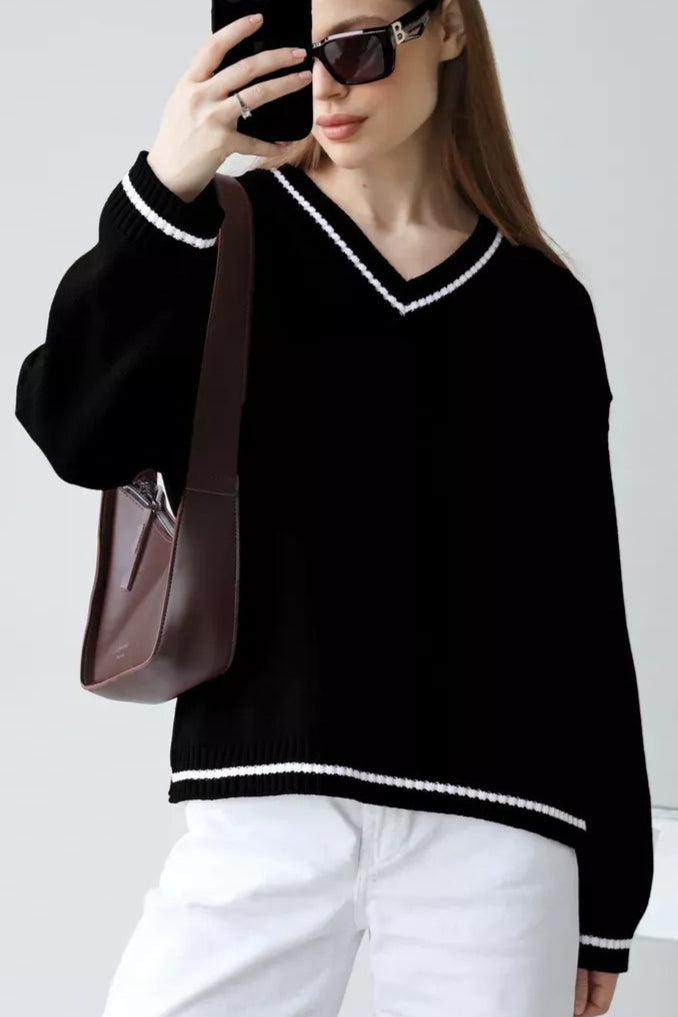 Casual Knit V Neck Sweater Secondary image