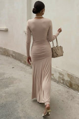 Long Sleeve Asymmetric Hem Bodycon Wrap Dress