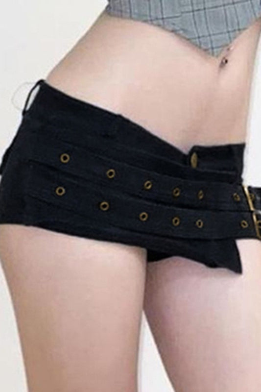 Asymmetrical Hardware Low Waist Shorts Secondary image