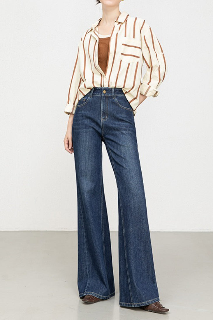High Waist Four Way Stretch Flare Denim Jeans Main image
