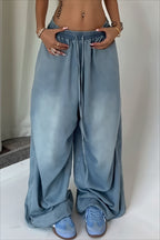 Drawstring Waist Balloon Leg Jeans