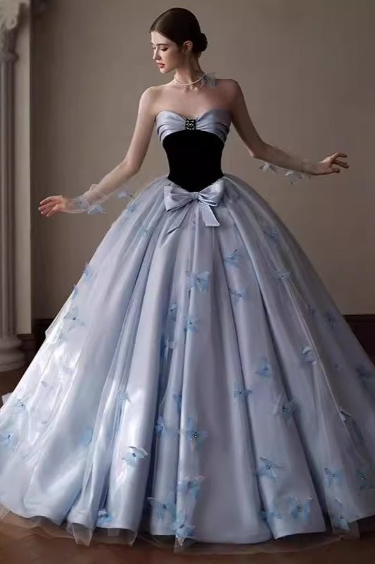 Floral Applique Strapless Ball Gown Prom Dress Secondary image