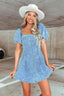 Fitted Short Sleeve Denim Dress