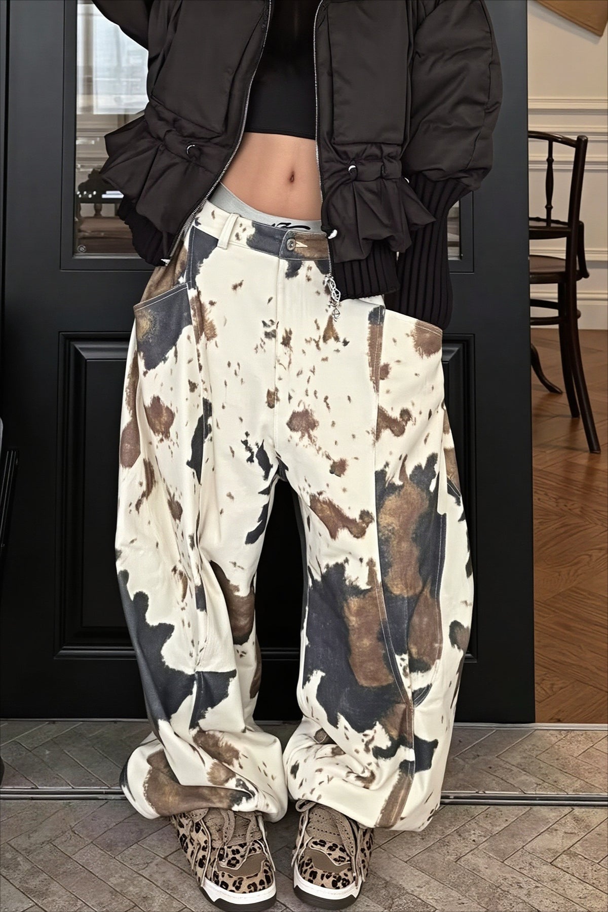 Abstract Camo Print Baggy Jeans Main image
