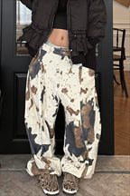 Abstract Camo Print Baggy Jeans