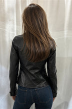 Double Breasted Faux Leather Fitted Jacket