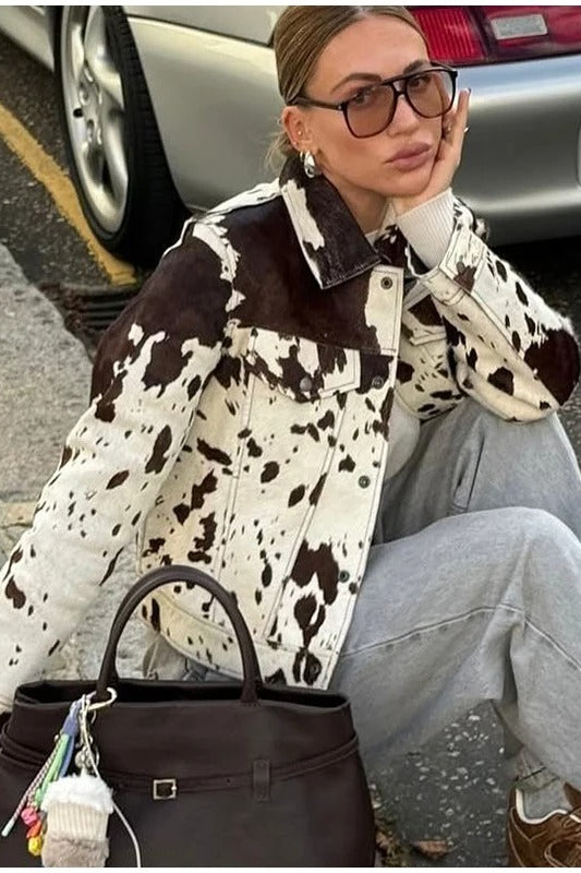 Casual Cow Print Street Jacket Secondary image