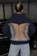 Mesh Back Cutout Pullover Hoodie