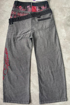 Double Waist Barrel Leg Wide Jeans
