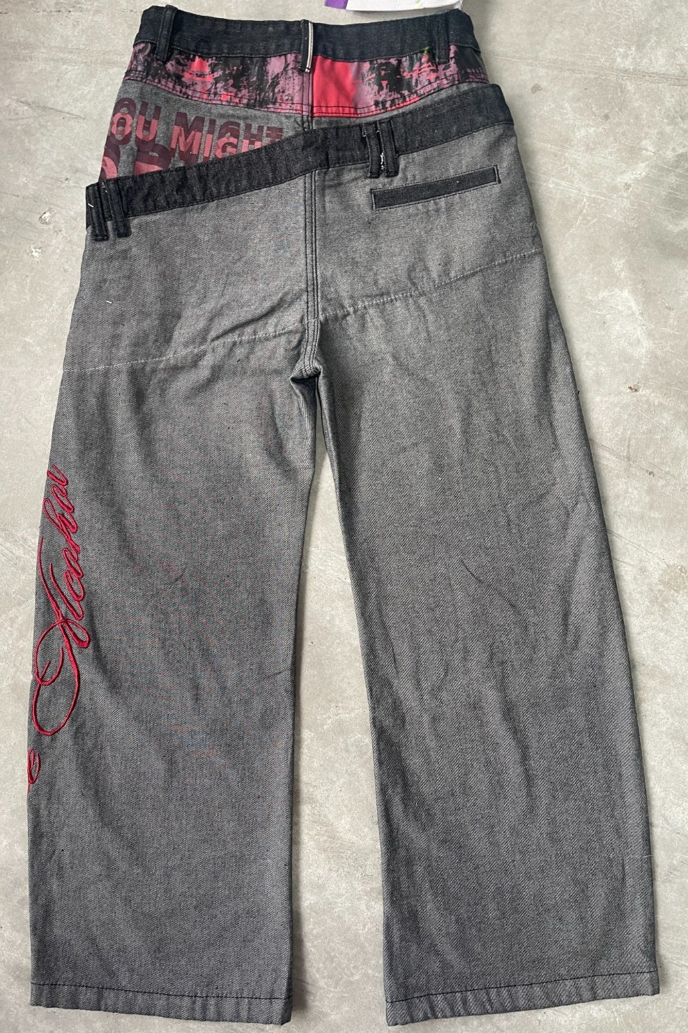 Double Waist Barrel Leg Wide Jeans