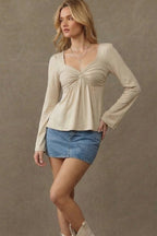 V Neck Slim Fit Long Sleeve Tee