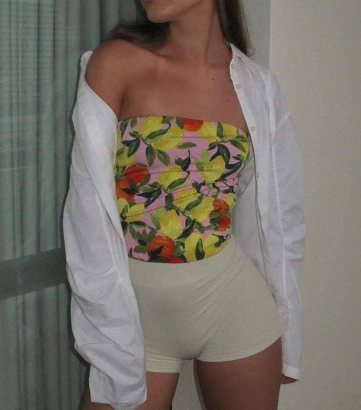 Flower Print Slim Tank Strapless Secondary image