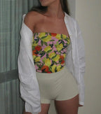 Flower Print Slim Tank Strapless