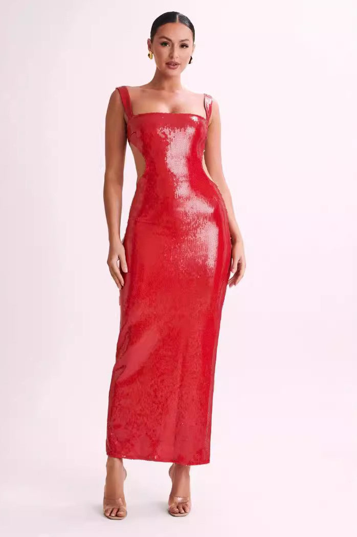 Backless Slim Spaghetti Strap Sequin Dress Main image