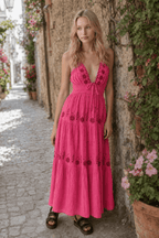 Floral Tie-Up Halter Boho Dress