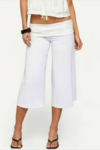 Foldover Waist Cropped Wide Leg Pants