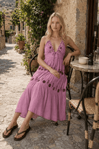 Floral Tie-Up Halter Boho Dress