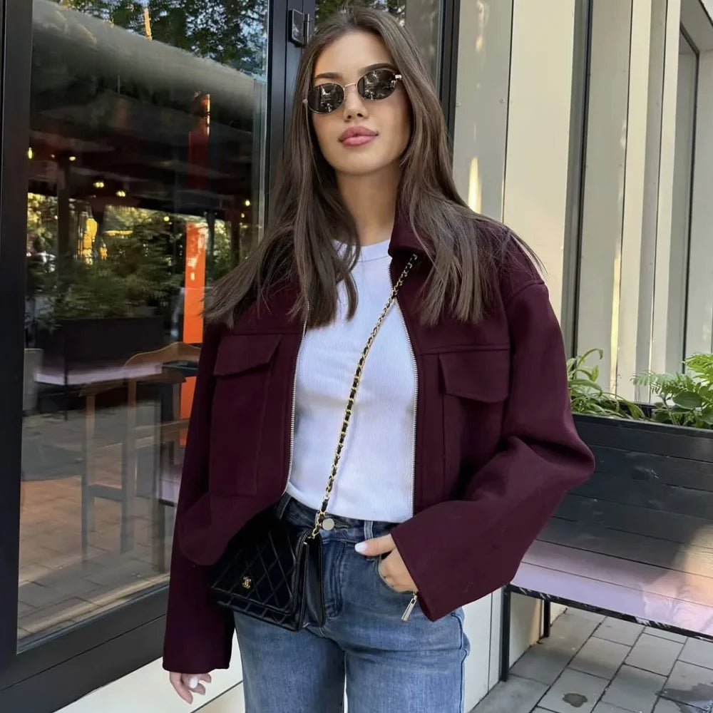 Colorblock Threaded Baseball Jacket Main image