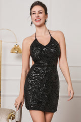 Latin Dance Lace Up Cutout Backless Sequin Dress