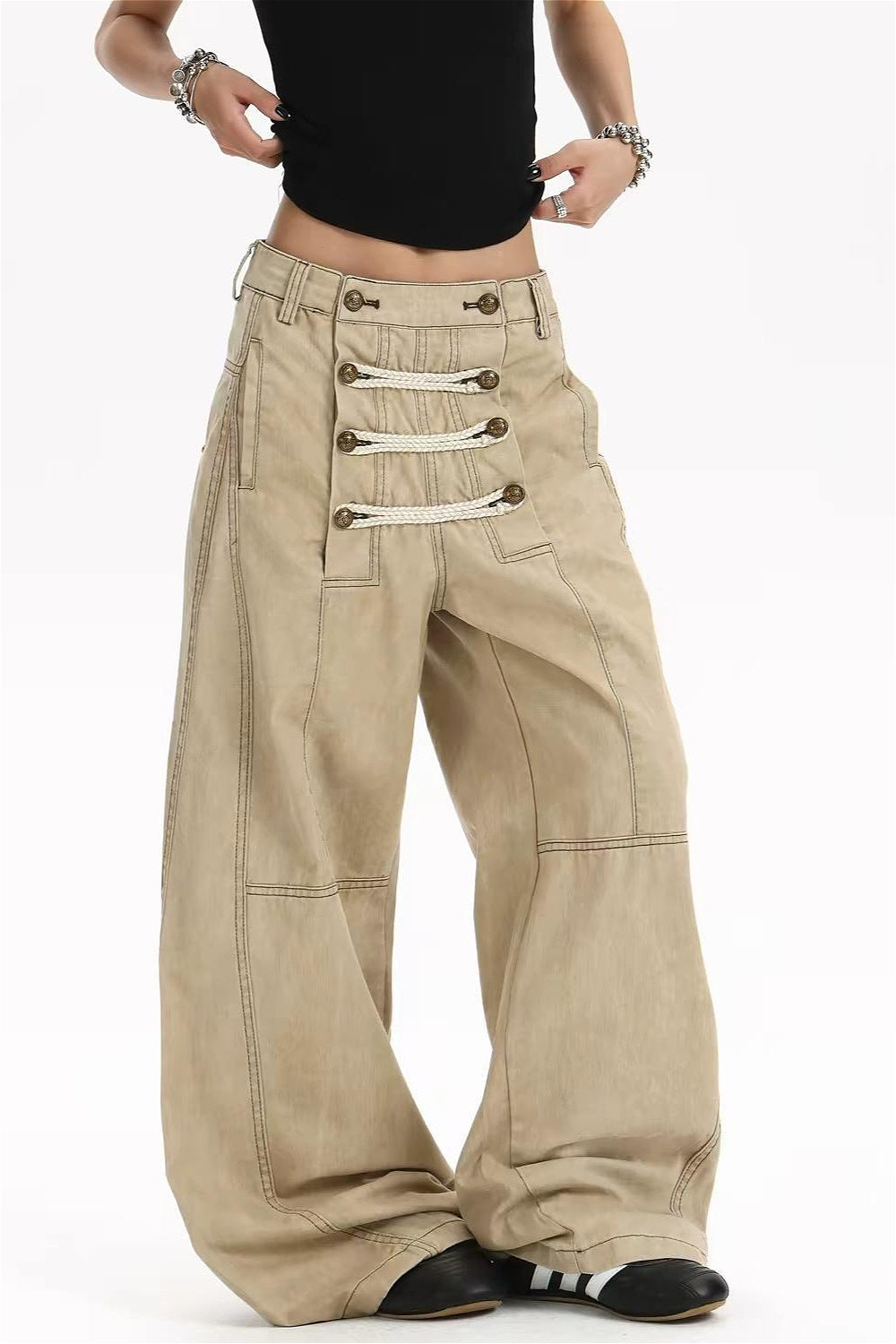 Hardware Loop Wide Leg Cargo Jeans