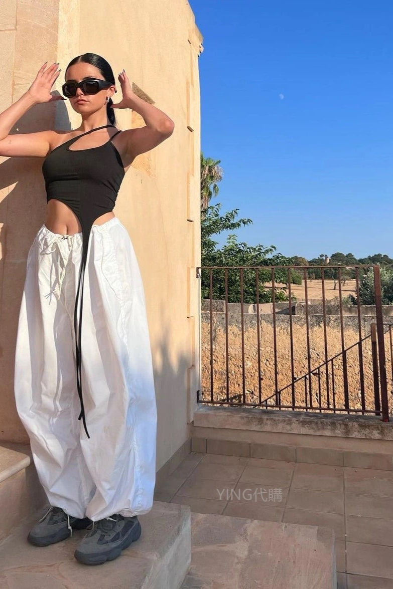 Shiny Parachute Cargo Drawstring Loose Cool Pants Secondary image