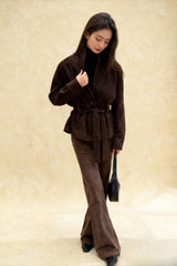 Chic Suede Long Sleeve Jacket Coat