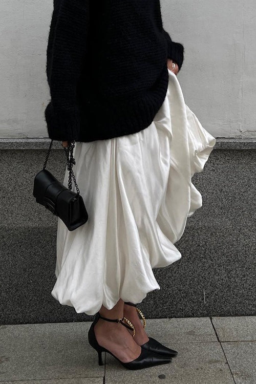 High Waist Balloon Voluminous Solid Casual Skirt Main image
