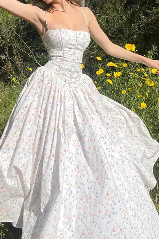 Pleated Spaghetti Strap Floral Dress Main image