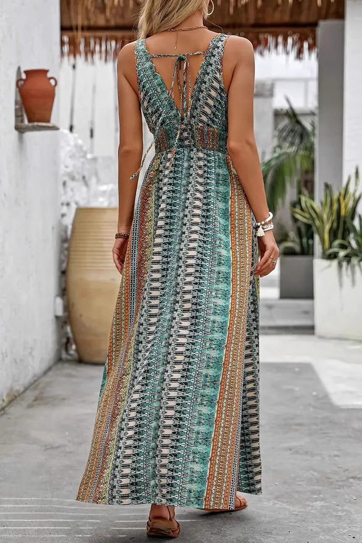 Chic V Neck Maxi Boho Dress Secondary image