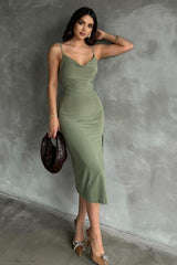 Elegant  Slit Spaghetti Strap Bodycon Dress