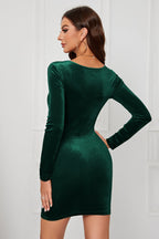 Velvet Wrap Mini Bodycon Silk Dress