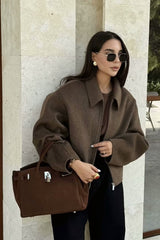 Oversized Zip Wool Jacket