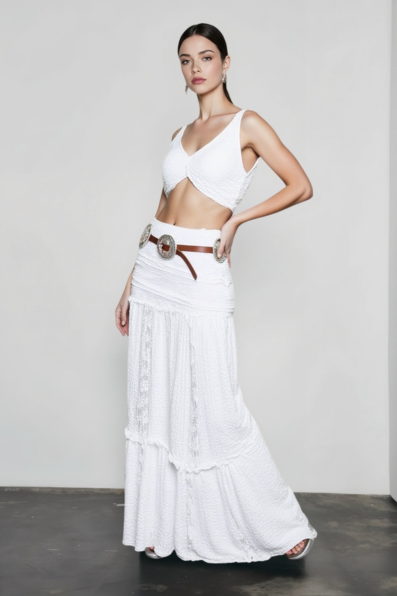 Elegant White Floor Length Vacation Skirt Secondary image