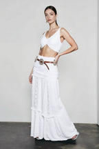 Elegant White Floor Length Vacation Skirt