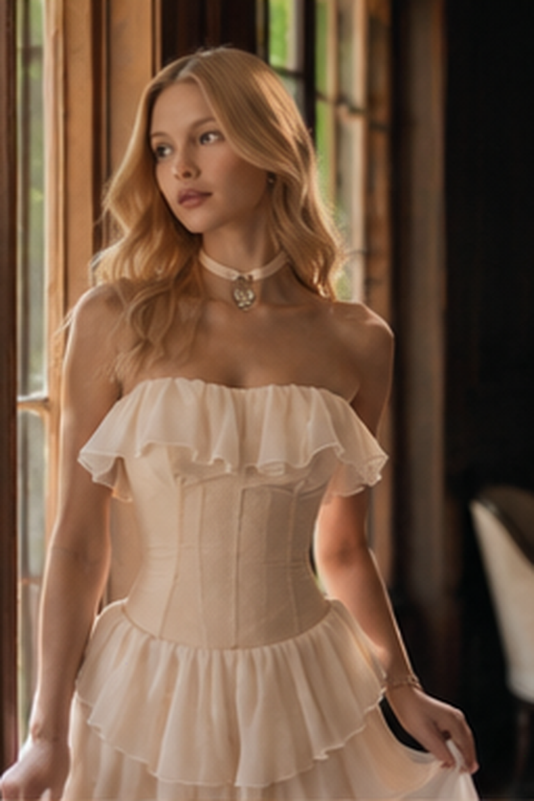 Tiered Chiffon Corset Mermaid Hem Prom Dress Secondary image
