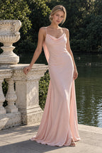 Satin Cami Flowy Split Mermaid Maxi Dress