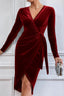 V Neck Bodycon Asymmetrical Cocktail Dress
