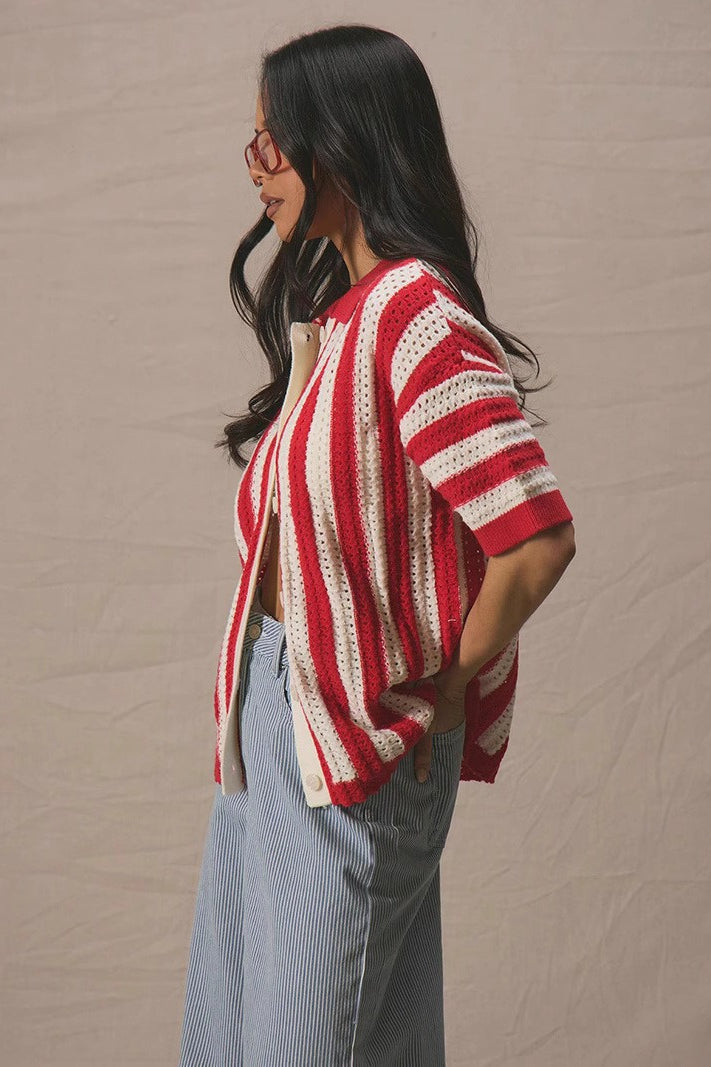Color Block Striped Polo Sweater Secondary image