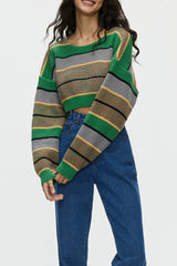 Chic Color Block Crop Sweater