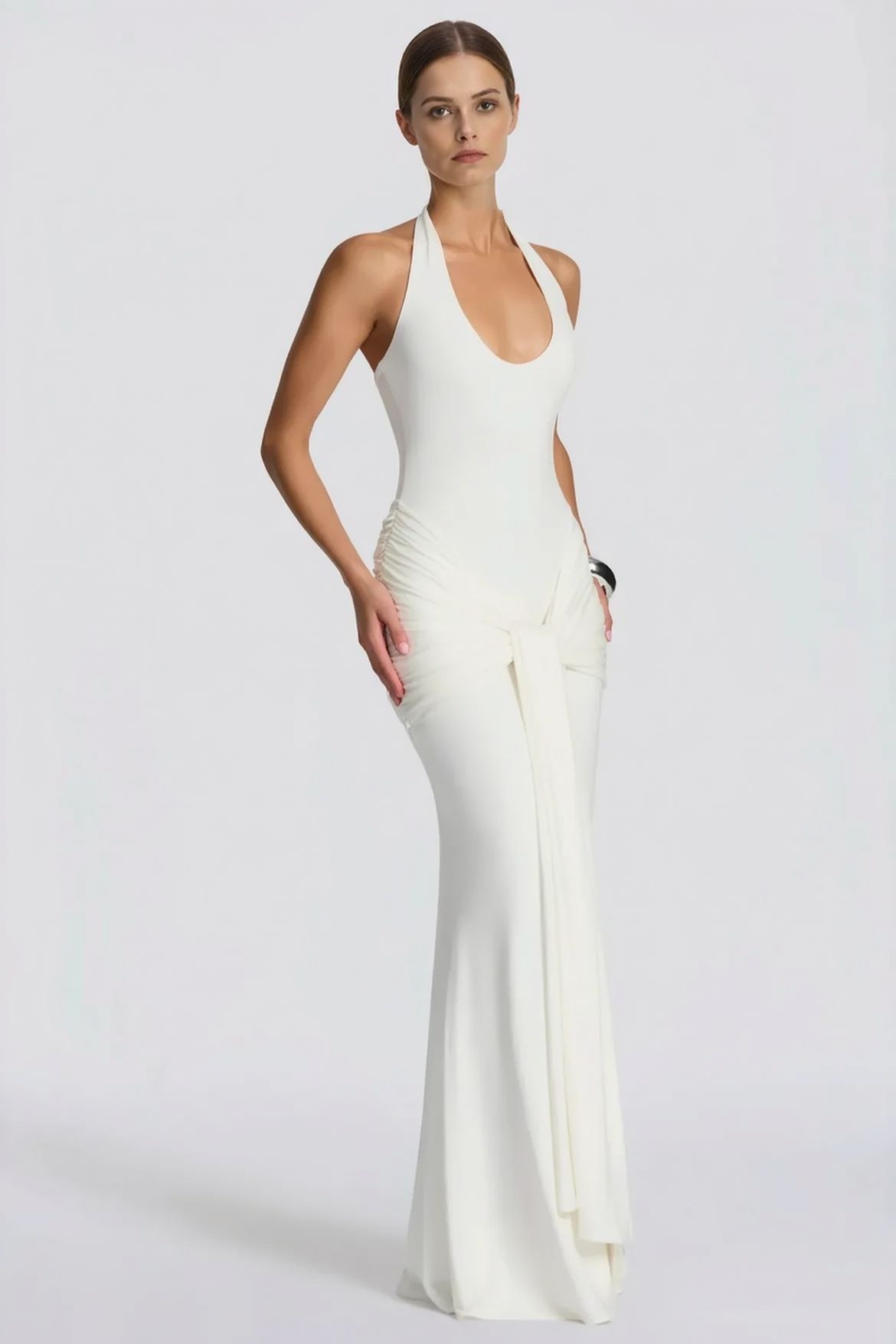 U Neck Halter Sash Panel Bodycon Party Dress Secondary image