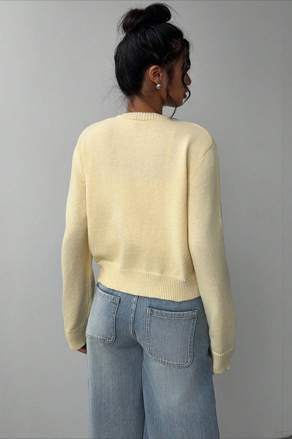 Plain Knit Long Sleeve Cardigan Secondary image