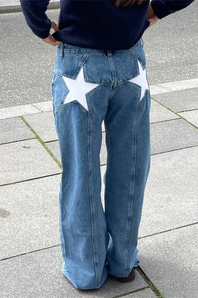 Star Print Loose Wide Leg Jeans Main image