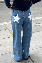 Star Print Loose Wide Leg Jeans
